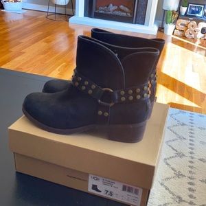 Ugg women’s ankle boot bootie black suede size 7.5 new